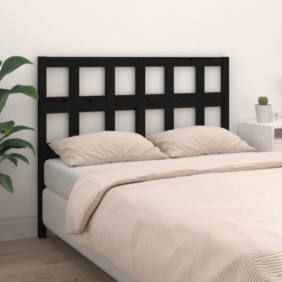 vidaXL Tăblie de pat, negru, 165,5x4x100 cm, lemn masiv de pin foto