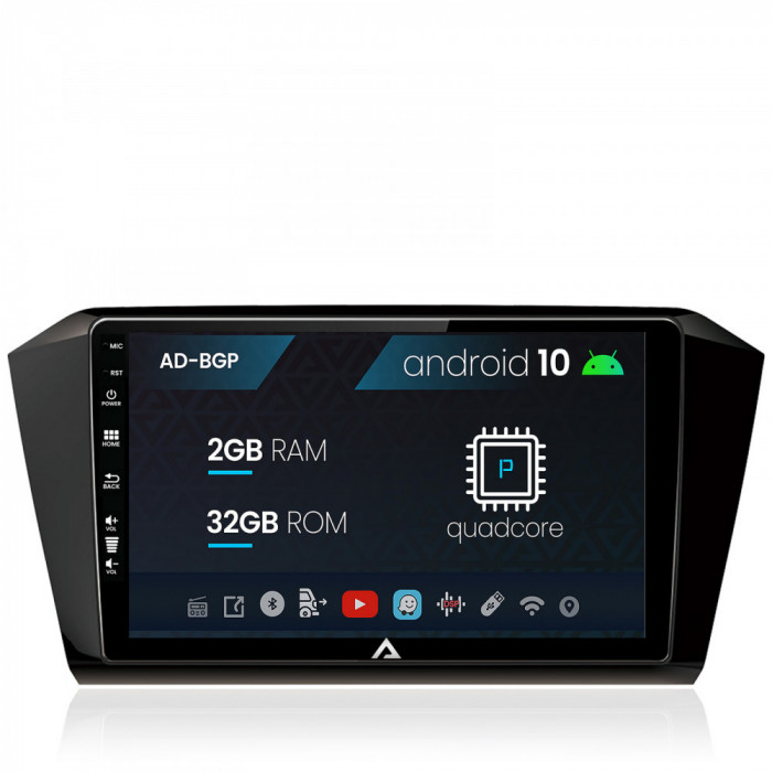 Navigatie Volkswagen Passat B8, Android 10, P-Quadcore 2GB RAM + 32GB ROM, 10.1 Inch - AD-BGP10002+AD-BGRKIT037