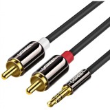Cablu Audio 3.5mm - 2 x RCA UGREEN AV116, 1.5m, Negru