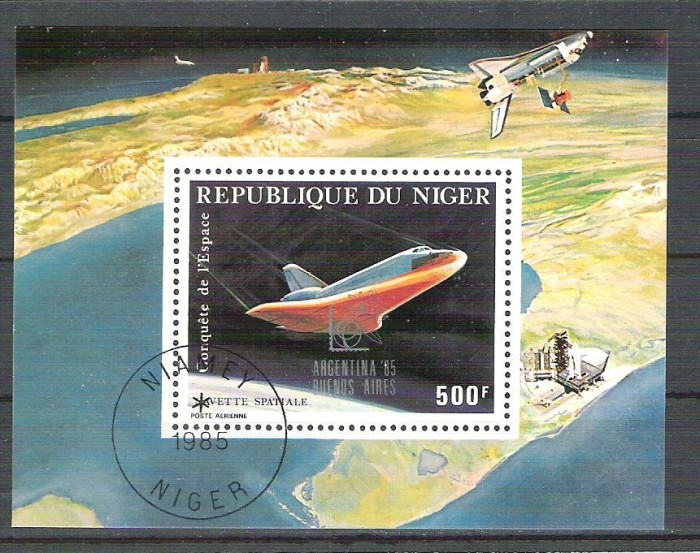 Niger 1985 Space, perf. sheet, used R.002