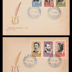 1965 Romania - 2 FDC Aniversari culturale, LP 606