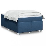 VidaXL Pat box spring cu saltea, albastru, 120x200 cm, textil