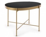 Cumpara ieftin Masuta de cafea din fier auriu si blat sticla neagra Rashida 63 cm x 46 cm x 45 h