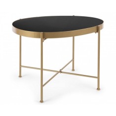 Masuta de cafea din fier auriu si blat sticla neagra Rashida 63 cm x 46 cm x 45 h