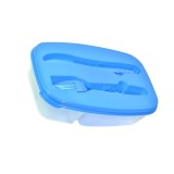 Caserola pentru alimente, cu tacamuri, 2 compartimente, Albastru, 1.6 l, ATU-088345, Oem