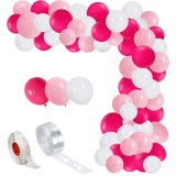 Set 150 Baloane Arcada Roz Alb 30cm - Decoratiuni Evenimente, Nunta, Botez, Aniversare - Banda Inclusa