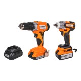 Set bormasina cu percutie si cheie de impact brushless 18V Baukraft