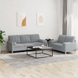 VidaXL Set de canapele cu perne, 2 piese, gri deschis, material textil