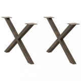 VidaXL Picioare pentru masă de cafea &icirc;n formă de X, 2 buc., oțel natural, 70x(42-43) cm