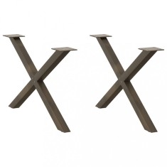 vidaXL Picioare pentru masă de cafea &icirc;n formă de X, 2 buc., oțel natural, 70x(42-43) cm