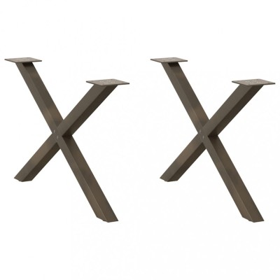 vidaXL Picioare pentru masă de cafea &amp;icirc;n formă de X, 2 buc., oțel natural, 70x(42-43) cm foto