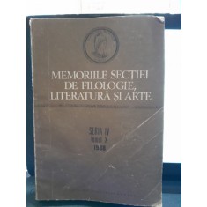 MEMORIILE SECTIEI DE STIINTE FILOLOGICE, LITERATURA SI ARTA, SERIA IV, TOMUL X, 1988