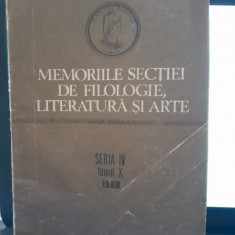 MEMORIILE SECTIEI DE STIINTE FILOLOGICE, LITERATURA SI ARTA, SERIA IV, TOMUL X, 1988