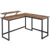VASAGLE Birou in forma de L cu suport pentru monitor, cadru metalic, 140x130x76cm, maro rustic Household NewTrend