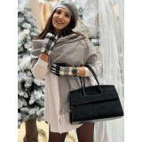 Manusi dama negre cu carouri si insertie tactila pentru ecrane