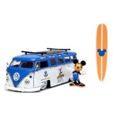 Masina din metal Volkswagen t1 bus, scara 1: 24, si figurina mickey mouse, jada
