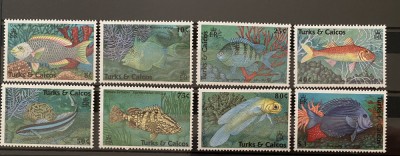 PC320 - TURKS &amp;amp; CAICOS ISLANDS 1990 FAUNA/ Pesti, serie MNH, 8v foto