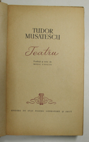 TEATRU de TUDOR MUSATESCU , 1958 | Okazii.ro