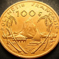 Moneda exotica 100 FRANCI - POLINEZIA FRANCEZA, anul 1992 * cod 3733 - luciu