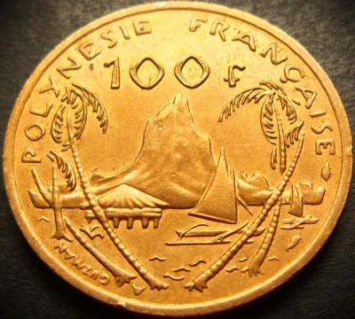 Moneda exotica 100 FRANCI - POLINEZIA FRANCEZA, anul 1992 * cod 3733 - luciu foto