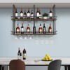 Raft pentru vinuri suspendat Hubro 120x30x84,5 cm negru cu aspect nuc, [en.casa]