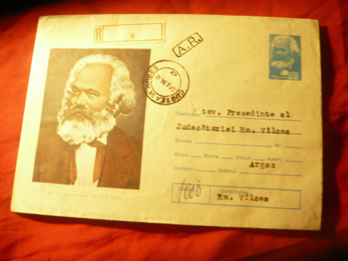 Plic ilustrat - Personalitati - 100 Ani de la moartea lui Karl Marx cod 24/83