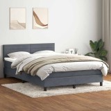 vidaXL Pat box spring cu saltea, gri &icirc;nchis, 140x220 cm, catifea 3316354