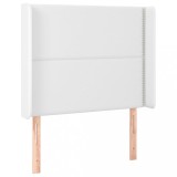 Cumpara ieftin Tablie de pat cu aripioare, alb, 93x16x118/128 cm, piele eco