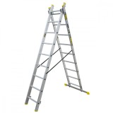Scara aluminiu, Metalkas, 2 tronsoane, 9 trepte, max 150 kg, 2.4-3.7 m