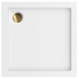 Cada pentru dus din acril Rea Belmond White 80x80 Brush Gold