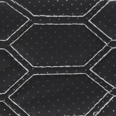 Material piele eco Negru cu gaurele model hexagon / cusatura Gri