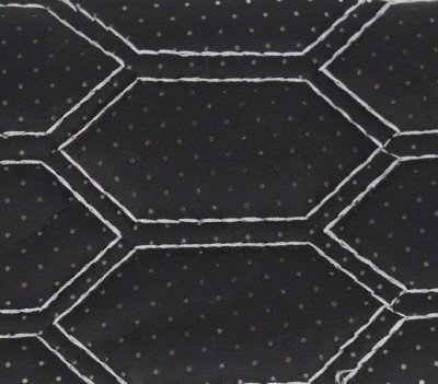 Material piele eco Negru cu gaurele model hexagon / cusatura Gri foto