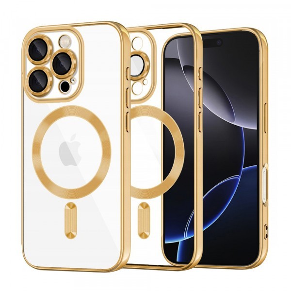 Husa MagSafe pentru Apple iPhone 16 Pro Max, Techsuit, Luxury Crystal, Aurie