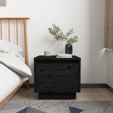 vidaXL Noptieră, negru, 35x34x32 cm, lemn masiv de pin