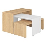 Cumpara ieftin Set 3 masute Kantar, Pako World, Stejar-Alb, 65x30x39 cm