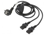 Cablu CEE 7/7 ştecăr unghi, IEC C13 mamă x2 PVC, Lanberg