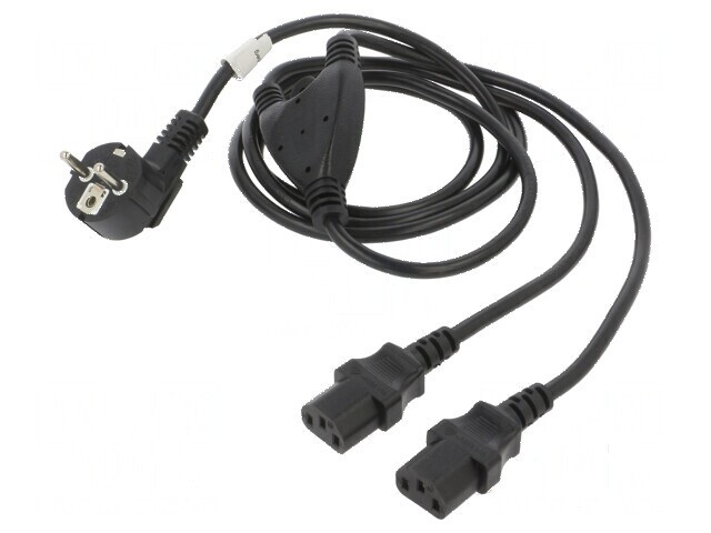 Cablu CEE 7/7 ştecăr unghi, IEC C13 mamă x2 PVC