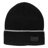Căciulă Bărbați, Urban Wear, Impletită, Negru, Căptușeală Blană Artificială, Patch Negru