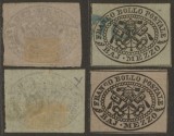 Italy Papal State 1852 2 x Coat of arms 1/2 BAJ Mi.1b used Mi.1c MH AM.565, Stampilat