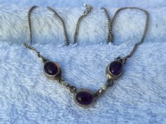 argint COLIER cu AMETISTE MOV unic VECHI manopera EXCEPTIONALA vintage SPLENDID