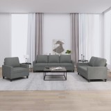 vidaXL Set de canapele cu perne, 3 piese, gri &icirc;nchis, textil