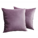 Set 2 huse pernute decorative din catifea cu fermoar, 50x50 cm, Madison, densitate 700 g/ml, Lavanda