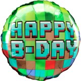 Balon folie Minecraft HAPPY B-DAY rotund 43 cm