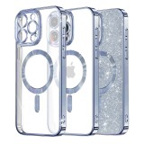 Husa pentru iphone 16 pro max glitter magsafe, atasare magnetica, light blue