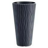 Cumpara ieftin Ghiveci decorativ de flori, rotund, inalt, antracit, 11/37 L, 34.9x62 cm, Sandy Slim, Prosperplast