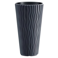 Ghiveci decorativ de flori, rotund, inalt, antracit, 11/37 L, 34.9x62 cm, Sandy Slim, Prosperplast