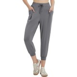 Pantaloni scurți croppți pentru femei cu buzunare și șnur, ușori