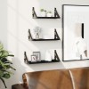 Set rafturi de perete, 3 buc., negru, lemn prelucrat