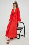 Weekend Max Mara rochie din amestec de in culoarea rosu, maxi, evazati