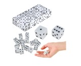 Set 100 de zaruri clasice, alb cu puncte negre, 1.5 x 1.5 cm, Lean 22460